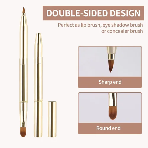 Vista 14 de Yoizyfree - Paquete de 3 cepillos retráctiles para lápiz labial, cepillos retráctiles de labios de doble extremo, juego de brochas de maquillaje