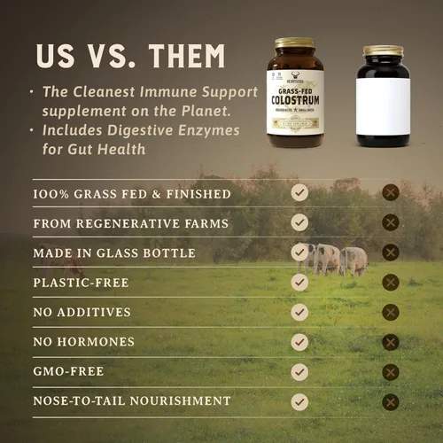 Vista 5 de HEART & SOIL Suplemento de calostro 100% alimentado con pasto y acabado de ganado regenerativo para la salud intestinal, muscular e inmunológica