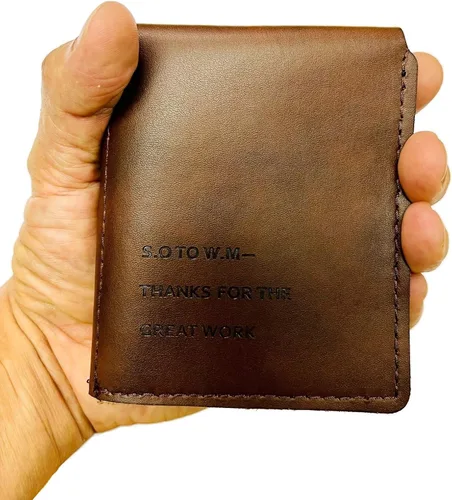 Vista 5 de costumebase WALTER MITTY WALLET secret life cuero genuino hecho a mano marrón, Marrón