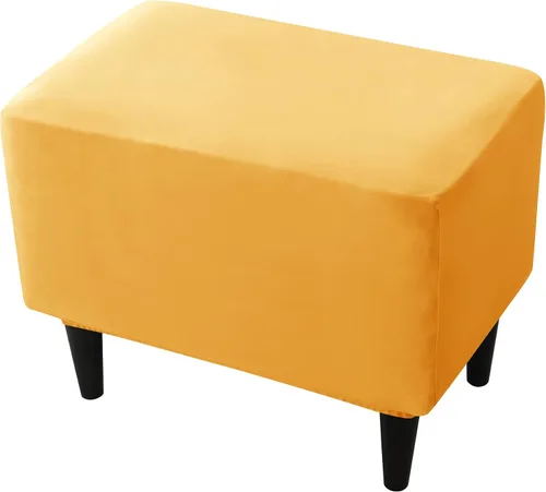 Vista 24 de CONRUSER Fundas elásticas para otomanas, fundas otomanas de terciopelo suave, fundas rectangulares pequeñas para taburete de almacenamiento, funda