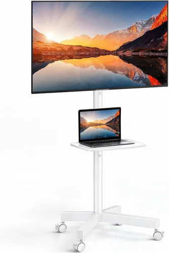 Vista 8 de PERLESMITH Soporte de TV rodante para televisores de 23 a 62 pulgadas, carrito de TV móvil para exteriores con capacidad para hasta 99 libras