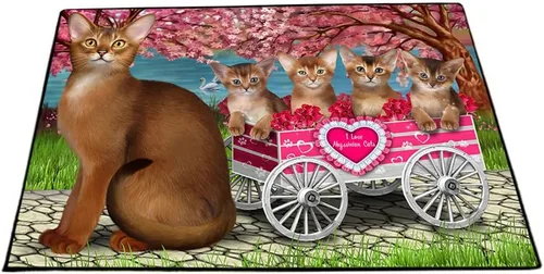 Vista 10 de Doggie of the Day Abyssinian Cats Floor Mat - Happy Fall Y'all Pumpkin - Best Dog Doormat - Protector Decor - Unique Portrait Art - Premium Quality