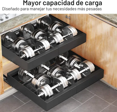 Vista 4 de Kitstorack Organizador de gabinete extraíble, expandible (12"-20") cajón deslizante resistente fijo con nano película adhesiva para ollas