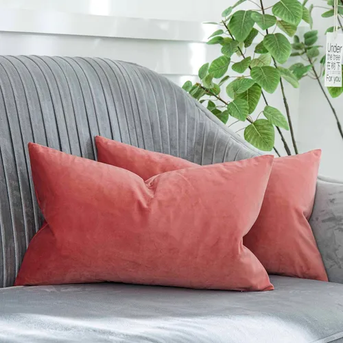 Vista 46 de Juego de 2 fundas de almohada decorativas de terciopelo de 14 x 14 pulgadas con cremallera, fundas de cojín cuadradas suaves y lisas de lujo