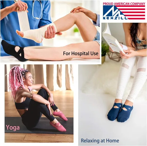 Vista 7 de NEWZILL Calcetines de yoga antideslizantes 2024 para mujer, calcetines de agarre con cojín para pilates, barre, ballet, danza, hospital (3 pares)