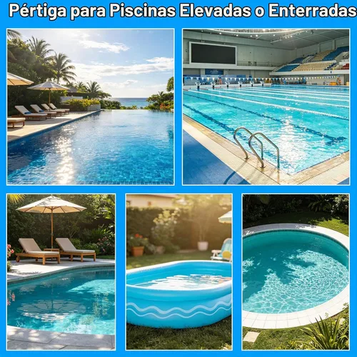 Vista 7 de Poste de piscina mejorado de 15 pies, poste telescópico de limpieza de piscina, poste profesional ajustable para red de desnatador, rastrillo