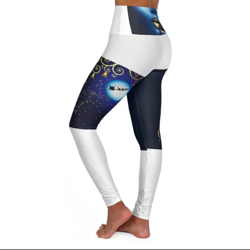 Vista 2 de Kiss Me Under The Mistletoe - Pantalones de yoga para mujer, cintura alta, control de abdomen, con bolsillos, leggings para pilates, entrenamiento