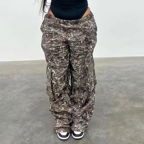 Vista 2 de SHOPESSA Pantalones de yoga para mujer con bolsillos, cintura alta, con cordón, pantalones casuales de pierna ancha, cómodos pantalones de descanso