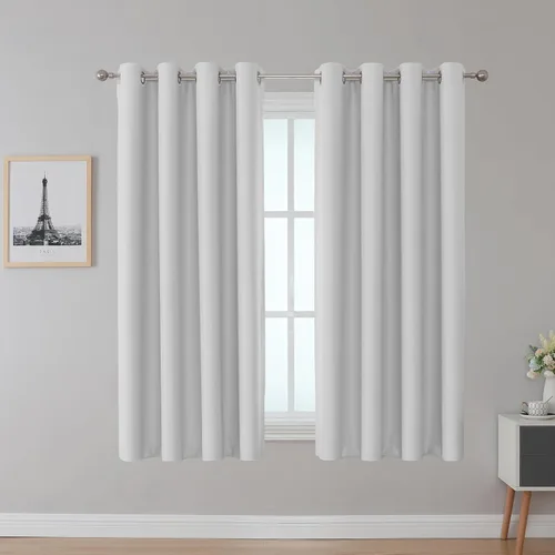 Vista 25 de Inherent Fire Retardant Blackout Curtains, Grommet Top, NFPA 701 Certified Flame Resistant Drape, FR Window Curtains for Classroom, 2 Panels, Black