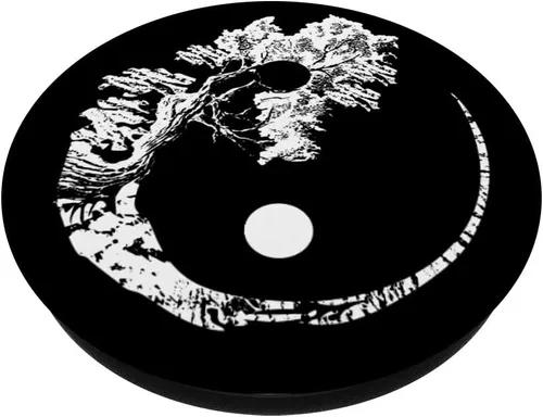 Vista 2 de Bonsai Tree Print Zen Spirit Yin Yang - Soporte para teléfonos y tabletas, Negro