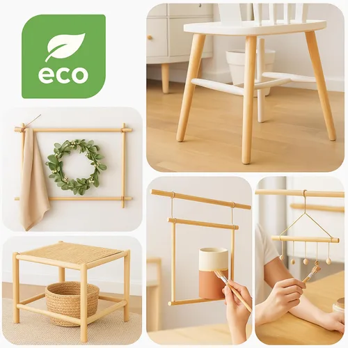 Vista 9 de 10 varillas de bambú de 1/2 pulgadas x 48 pulgadas de largo, clavijas redondas de madera para manualidades, proyectos escolares, palos de madera