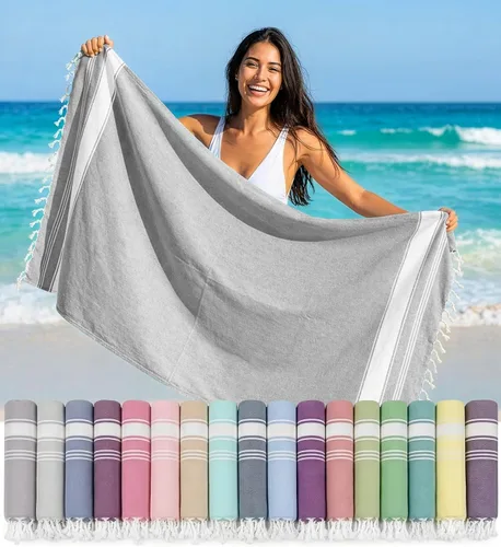 Vista 48 de LANE LINEN - Paquete de 4 toallas de playa de gran tamaño, toalla de piscina prelavada, extragrande, de secado rápido y sin arena, toalla de viaje