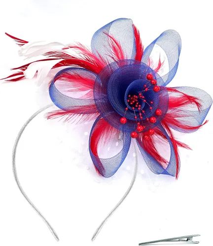 Vista 2 de Bniksok Sombrero de tocados para mujer, diadema de fiesta de té, flor
