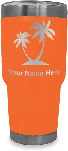 Vista 9 de LaserGram Vaso aislado al vacío de 20 onzas, palmeras, grabado personalizado incluido (negro)