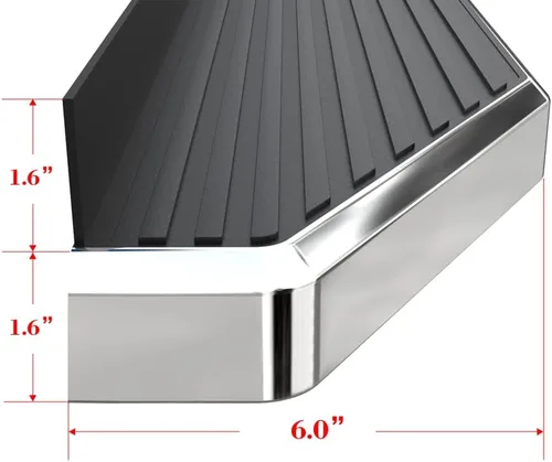 Vista 3 de HD Ridez Estribo de estilo plano de 6 pulgadas pulido compatible con Dodge Dakota 1999-2000 Quad Cab y Dodge Durango 1997-2000