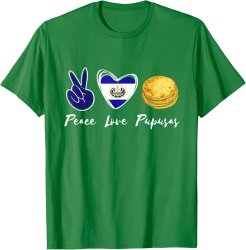 Vista 5 de Pupusas Lover Love Peace El Salvadaor Camiseta Comida Salvadoreña