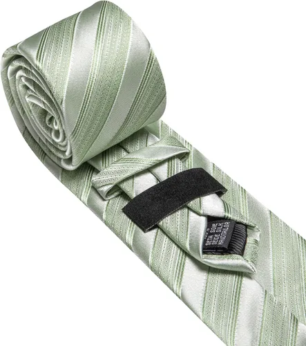 Vista 349 de Barry.Wang Juego de corbatas para hombre, corbata de seda a rayas, tejido a cuadros, gemelos formales, negocios, boda