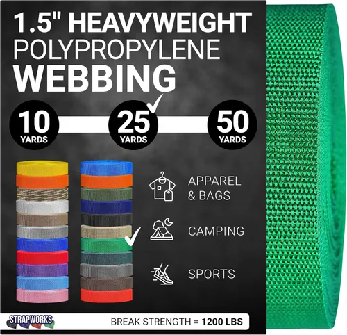 Vista 39 de Strapworks Heavyweight Polypropylene Webbing - Heavy Duty Poly Strapping for Outdoor DIY Gear Repair, 1.5 Inches