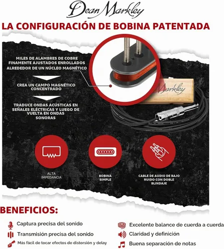 Vista 2 de Dean Markley Pro Mag Plus - Pastilla de guitarra acústica de una sola bobina, diseño de madera de arce suave, pastilla activa de boca, acabado