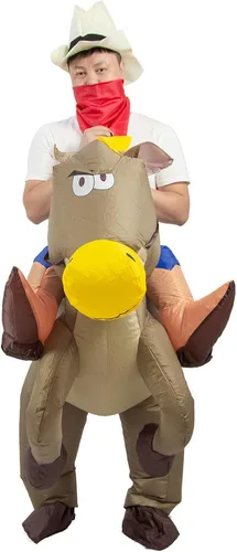 Vista 3 de JYZCOS Disfraz inflable de vaquero para adultos, vestido elegante de jinete de caballo occidental para hombres y mujeres, traje de fiesta