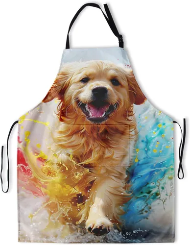 Vista 27 de Delantal impreso delantales de pintura de poliéster con bolsillo para cocinar cocina a la parrilla adultos