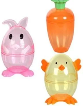 Vista 2 de Clear Chick Shaped Easter Eggs 3 Fillable Treat Containers