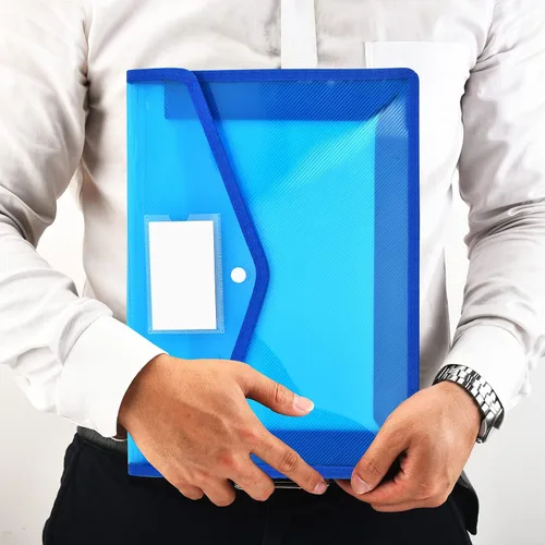 Vista 7 de Carpeta organizadora de documentos expandible con botón a presión, bolsa transparente impermeable para documentos, expansión de 2.8 pulgadas