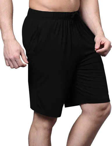 Vista 3 de GYS Pantalones cortos de pijama de bambú para hombre, cómodos pantalones cortos de dormir con bolsillos