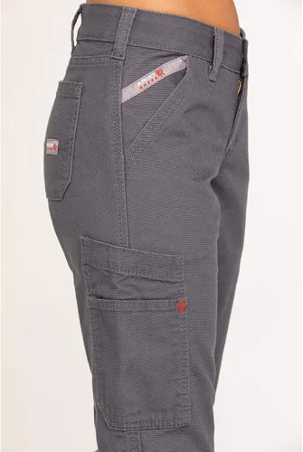 Vista 5 de ARIAT FR - Pantalón elástico DuraLight de lona apilable de pierna recta para mujer color gris hierro 27 Gris hierro