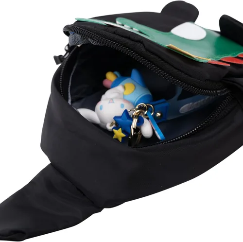 Vista 4 de Bolso bandolera para niños pequeños de dibujos animados de dinosaurios, bolso de hombro, monedero, mochila de cintura de nailon para niños de 1 a 5