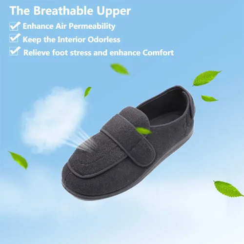 Vista 4 de Zapatillas de recuperación de diabéticos de ancho extra ancho para hombre, cierres ajustables, pies hinchados, artritis, edema y calzado ortopédico
