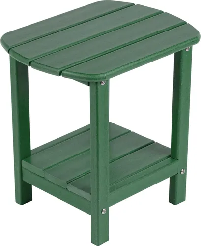 Vista 16 de Mesa auxiliar nalone Adirondack 16.5" Mesa lateral de exterior de plástico HDPE Doble mesa auxiliar Adirondack Mesa pequeña para patio (Aruba)
