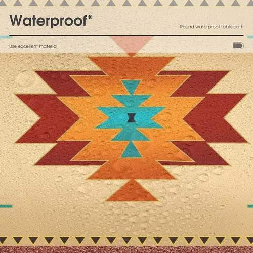 Vista 7 de Mantel azteca, diseño geométrico tribal, decoración rústica de nativos americanos, estilo suroeste, impermeable, lavable, para decoración de cocina