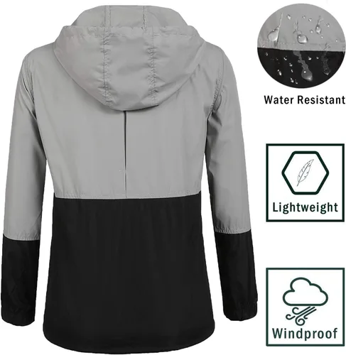 Vista 6 de SoTeer Chubasquero impermeable con capucha para mujer, rompevientos S-XXXL