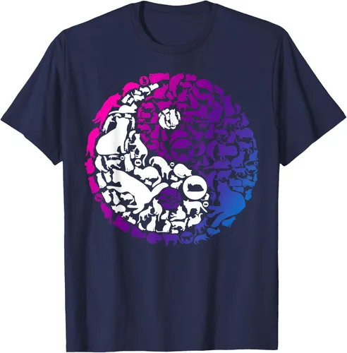 Vista 46 de Cute Kitty Cats and Zen Spirit Peace & Love Yin Yang - Camiseta de gato Negro