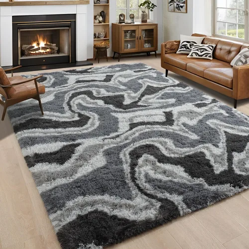 Vista 46 de Noahas Alfombras de Área Grandes y Esponjosas de 5x8 pies para Sala de Estar y Dormitorio, Alfombra Gruesa de Pelo Largo Beige y Blanca, Alfombra