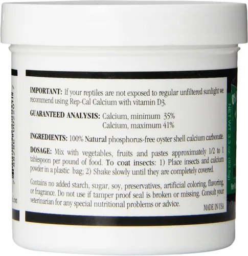 Vista 3 de 52298 Suplemento de reptil/anfibio en polvo de calcio sin fósforo sin vitamina D3, 4.1 oz, blanco