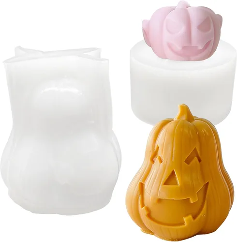 Vista 8 de Molde de vela de Halloween para hacer velas, molde de silicona 3D para fundición de resina, bricolaje yeso, arcilla polimérica, decoración del hogar
