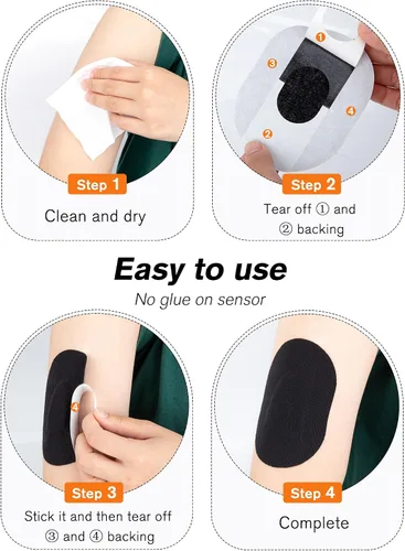 Vista 5 de Paquete de 20 parches adhesivos Dexcom G6 impermeables, cinta CGM de papel precortada para G6, sobreparche Dexcom G6 de larga estancia sin pegamento