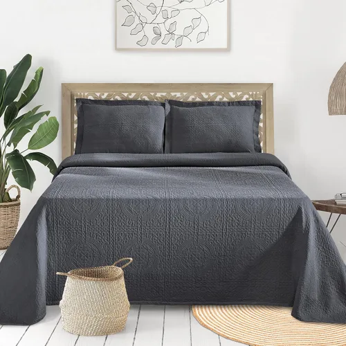 Vista 10 de BLUENILEMILLS BNM - Juego de 3 colchas de Matelasse, ropa de cama de gran tamaño, suave, transpirable, ligera, con juego de edredón de algodón