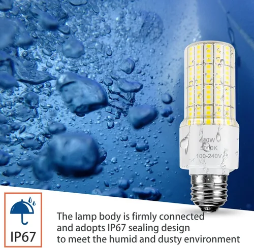 Vista 5 de ZP Paquete de 2 bombillas LED A19 300 W equivalentes a 40 W, 5000 lúmenes, 5000 K, luz blanca fría, base E26/E27, iluminación impermeable