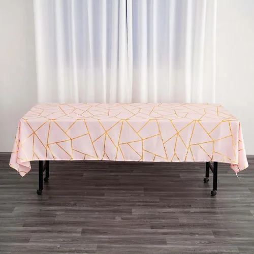 Vista 12 de Efavormart - Mantel redondo de poliéster de 120 pulgadas con patrón geométrico dorado Morado