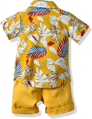 Vista 2 de MLAGJSS Conjunto de 2 piezas de ropa de verano con estampado lindo de corbatas, camisa, pantalones con tirantes