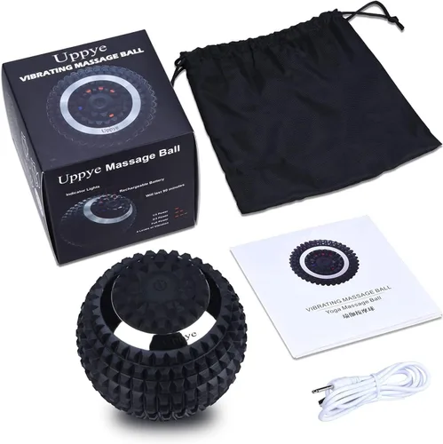 Vista 7 de Uppye Masajeador de bola vibratoria, bola de lacrosse de alta intensidad de 4 velocidades, pelota de movilidad para recuperación de entrenamiento
