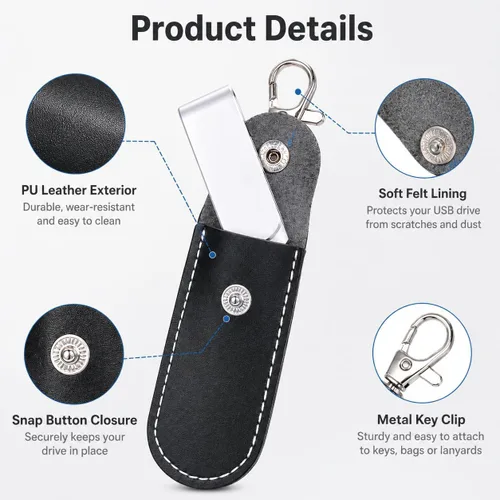 Vista 2 de Funda de piel para unidad flash USB (3 unidades)