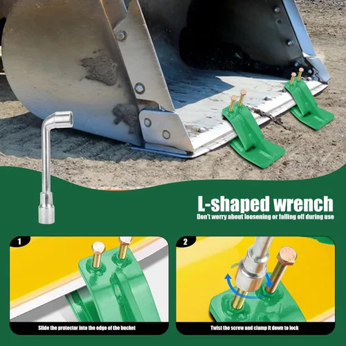 Vista 5 de Protector de Cubo de Tractor (Versión Mejorada), 2 Piezas Protector de Borde de Esquí, Protector de Patín Domador de Césped con Tuercas y Pernos