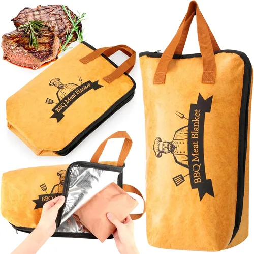 Vista 8 de Manta de barbacoa para descansar carne, ahumador, manta reutilizable para ahumador, bolsa de descanso aislada de carne con boca ancha para pechuga