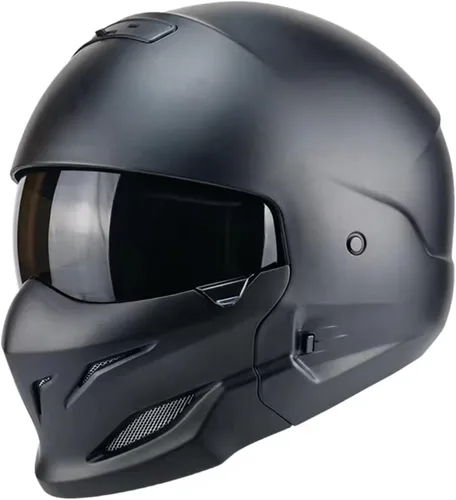 Vista 6 de Cascos modulares de cara abierta, casco de motocicleta de cara completa unisex para adultos, scooter, Street Bike Cruiser aprobado por DOT