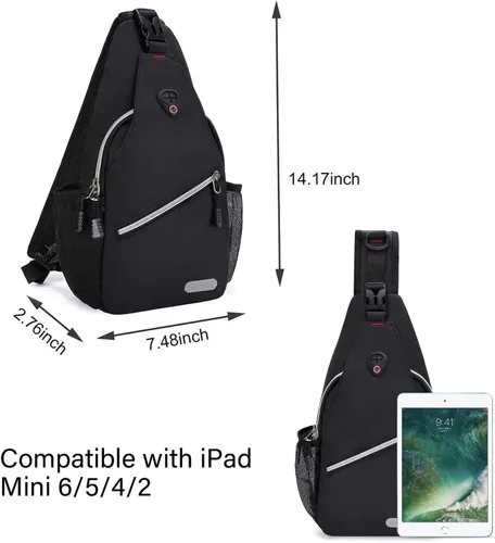 Vista 3 de MOSISO Mochila Mini de Bandolera, Pequeña Mochila de Senderismo, Mochila de Viaje, Mochila Casual para Deportes al Aire Libre, Negra