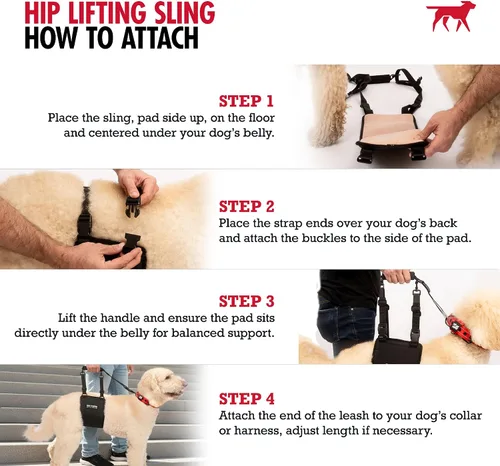 Vista 7 de Tuff Pupper Arnés de cadera para perros Soporte de elevación trasera para perros mayores y lesionados Ayuda de movilidad ajustable Mango